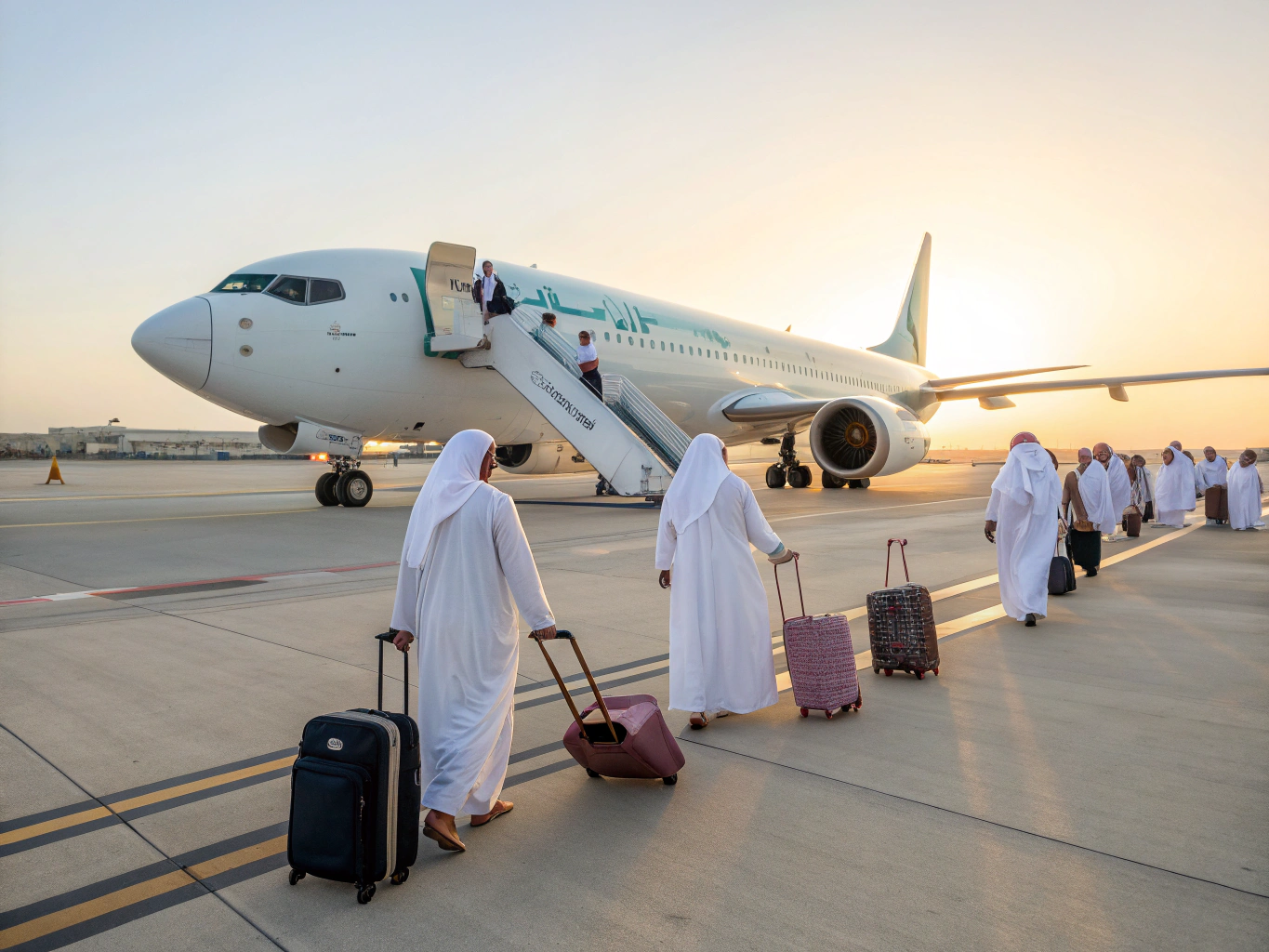 استقبال كوادر رحلة نداء لحجاج بيت الله الحرام بالورود ومياه زمزم